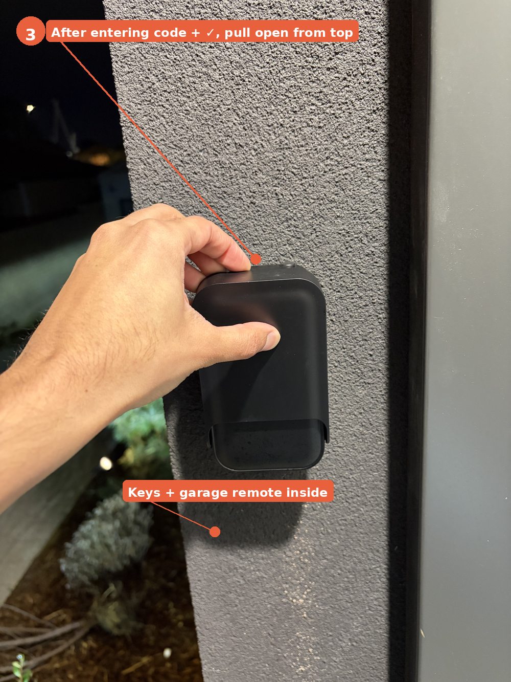 Step 3 — pull open from top